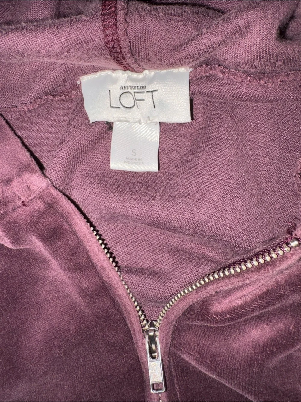 LOFT Velvet Hoodie & Jogger Set in Deep Plum